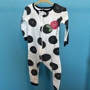Lamaze black dot and rose onesie pajamas